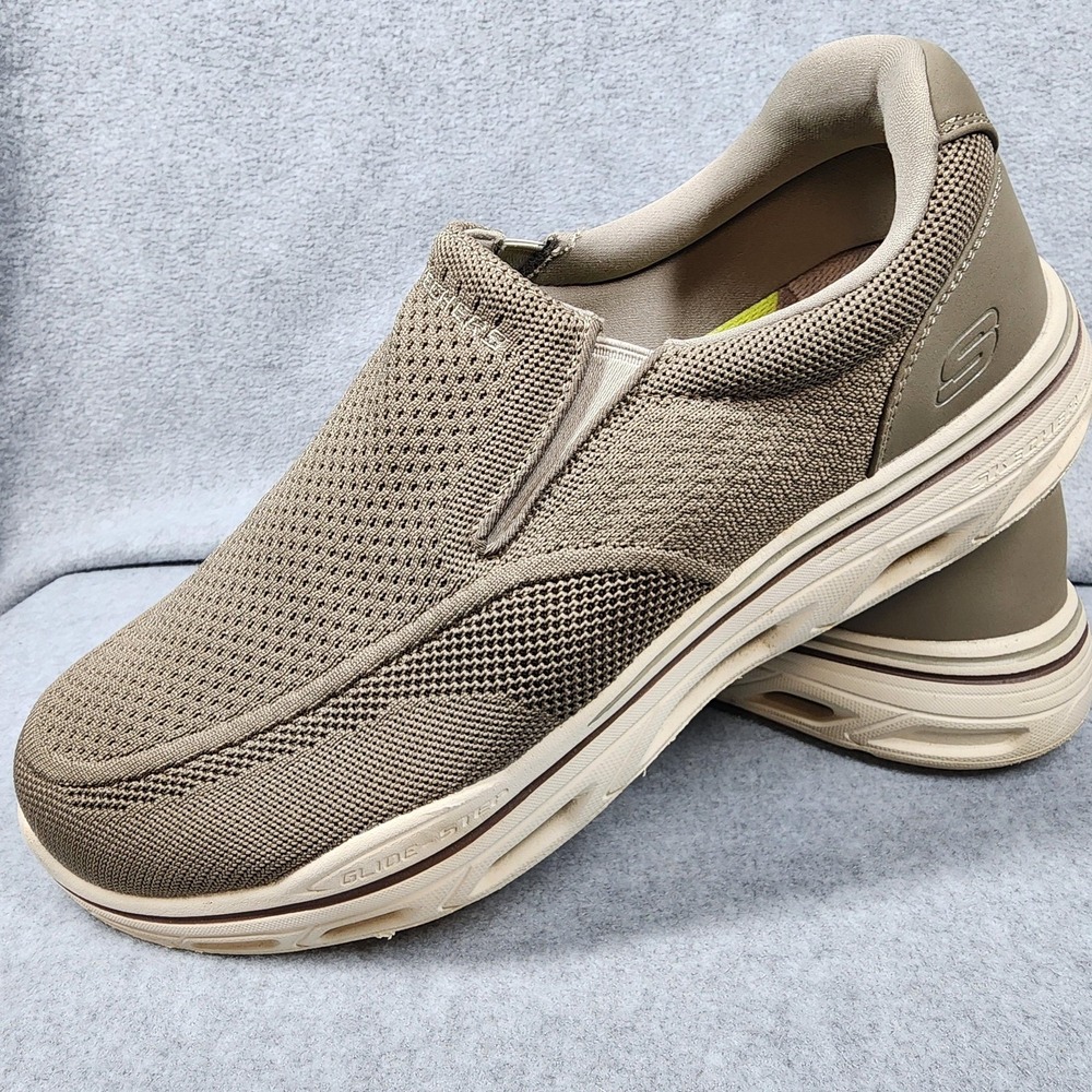Skechers Glide-Step‎ Shoes Mens Size 13 Beige Mesh Relaxed Fit Slip On Walking